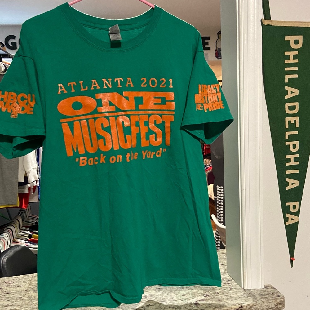Men's Large Green Atlanta 2021 One Musicfest HBCU Double Sided PrintConcert Tee